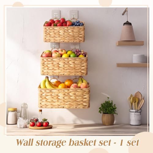 3 Pcs Wall Hanging Baskets, Water Hyacinth - Image 5