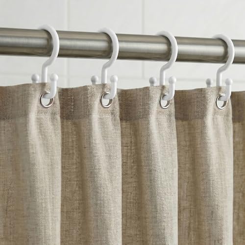 Bathway White Plastic Double Shower Curtain Hooks, 24 Bathroom Shower Rings - Image 2