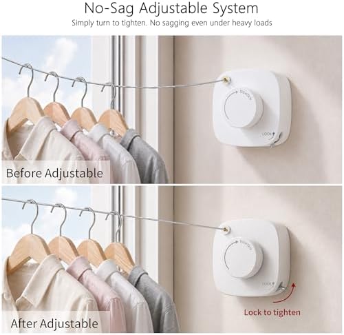 Retractable Clothesline Indoor/Outdoor, Portable Non-Sagging Wall Mounted - Image 5