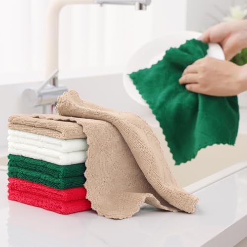 Homaxy 12 Pack Super Soft Absorbent Coral Velvet Dish Cloths - Image 3