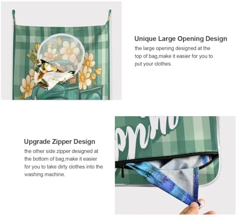 1PC Hanging Laundry Hamper Bag Over the Door Laundry Hamper Wall Hamper Large - Image 4