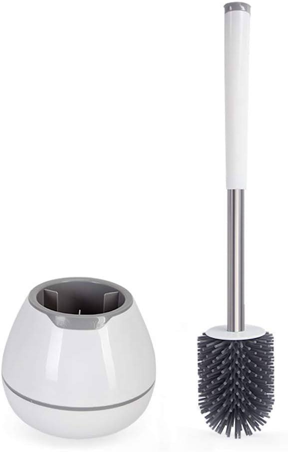 BOOMJOY Toilet Brush and Holder Set, Silicone Toilet Bowl Cleaner Brush by BOOMJOY