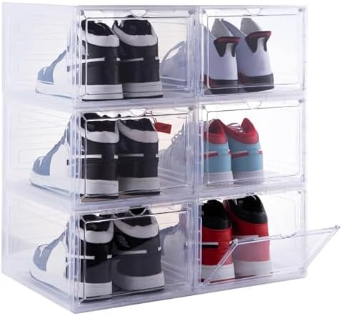 ZLLZUU Shoe Shoe Storage Boxes, 6 Pack Stackable Shoes Organizer Clear - Image 2