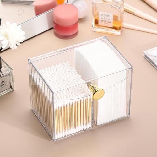 Tbestmax Qtip Holder Dispenser 2-Section Clear Bathroom Organizer 2 Grids - Image 5