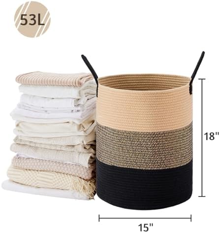 VIPOSCO 53L Tall Woven Laundry Basket Hamper - Image 5