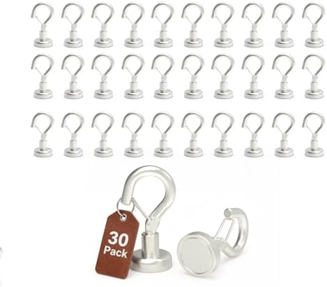 Ant Mag Magnetic Hooks Heavy Duty 22LBS Strong Magnet Snap Hooks 30 Pack by AntMag