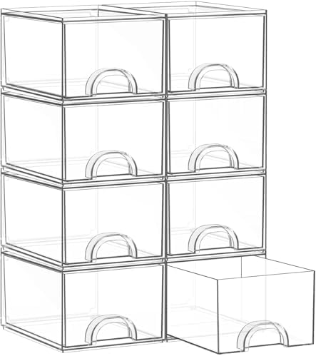 8 Pack Small Clear Stackable Acrylic Storage Boxes & Drawers by Unknown