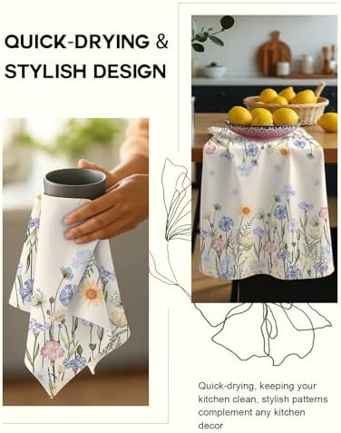 Miss Adola 150GSM Flour Sack Kitchen Towels Set of 2, Colorful Flower - Image 5