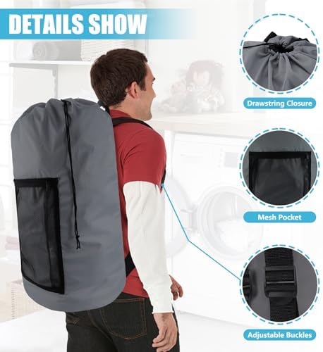 Olosar Laundry Bag Backpack, Dirty Clothes Travel Bag - Image 2