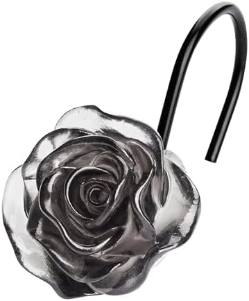 Sunlit Rose Shower Curtain Hooks, Home Decorative Flower Shower Curtain Rings by Sunlit