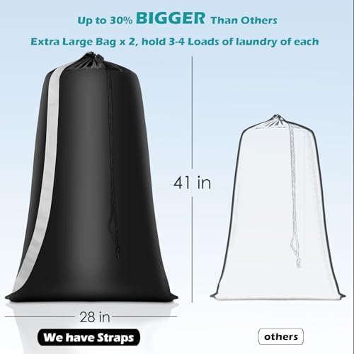 Coomee Heavy Duty Laundry Bag, 2 Pack XL Nylon Laundry Bags - Image 2