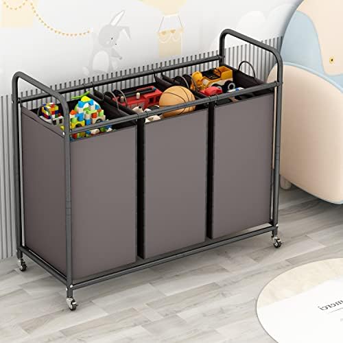 LINZINAR 3-Bag Laundry Sorter, Laundry Hamper Cart - Image 3
