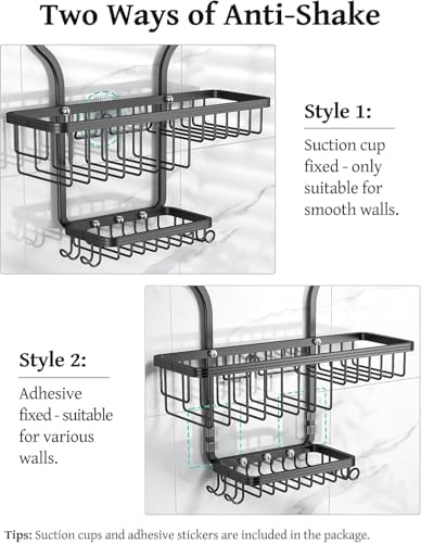 YASONIC Never Rust Shower Caddy Hanging, Aluminum Shower Racks - Image 6