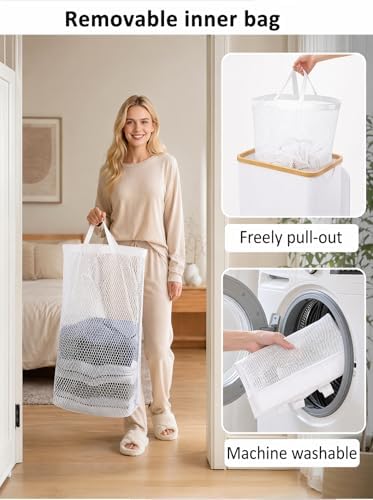 IEGrow Laundry Hamper with Lid, 110L Laundry Basket with Mesh Bags - Image 5