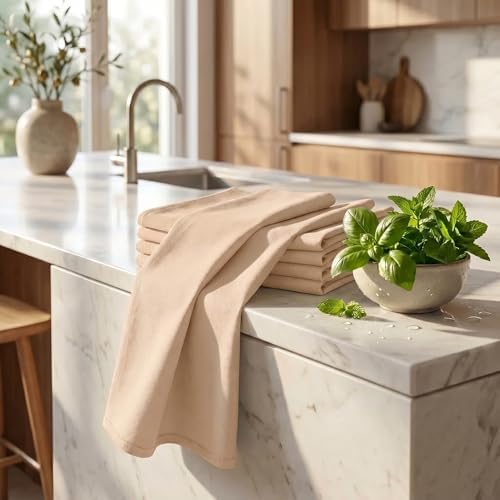 Urban Villa Kitchen Towels Cotton Dish Towels 20”x30” Beige - Image 6