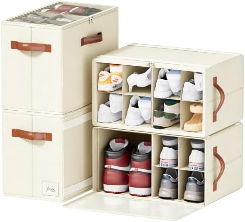 Shoe Organizer for Closet, Fits 32 Pairs, 4 Pack by ISusaid