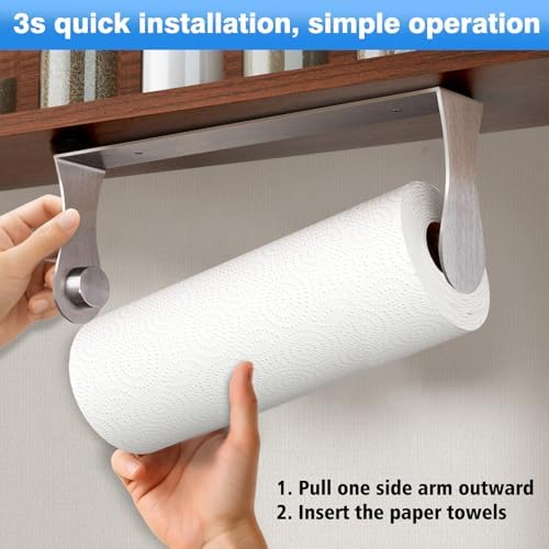 Paper Towel Holder Under Cabinet, Wall Mount, Stainless Steel - Image 2