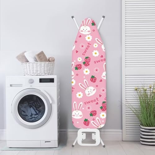 GLENLCWE Pink Rabbit Strawberry Ironing Board Cover Padding - Image 3