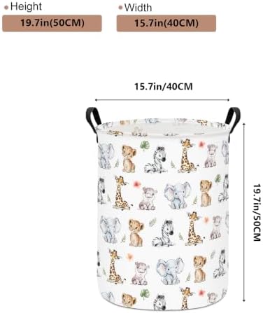 Round Jungle Wildlife Laundry Hamper, Cotton Canvas Storage Bin - Image 2