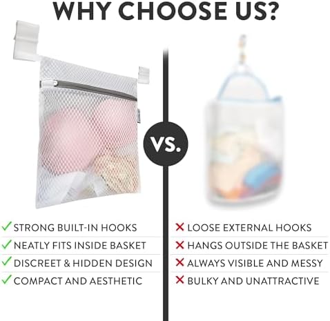 2Pcs Mesh Laundry Bags for Delicates w/Hooks, Hanging Durable Laundry Mesh Wash - Image 5