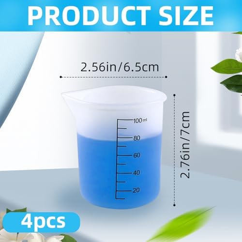 4 Pack Reusable Silicone Measuring Cups, 100ml Laundry Detergent Dispenser - Image 3