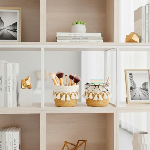 Macrame Makeup Brush Holder Organizer Mini Storage Basket Boho Decor Basket - Image 7