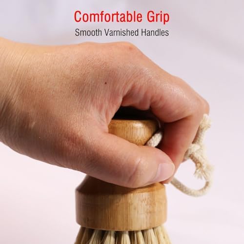 5-Pcs Bamboo Vegetable Brush, Natural Bristle Dish Brush - Image 3
