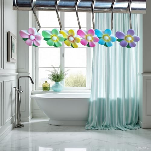 Two Fish Home Fashions Set of 12 Decorative Christmas Tree Resin Shower Curtain - Image 2