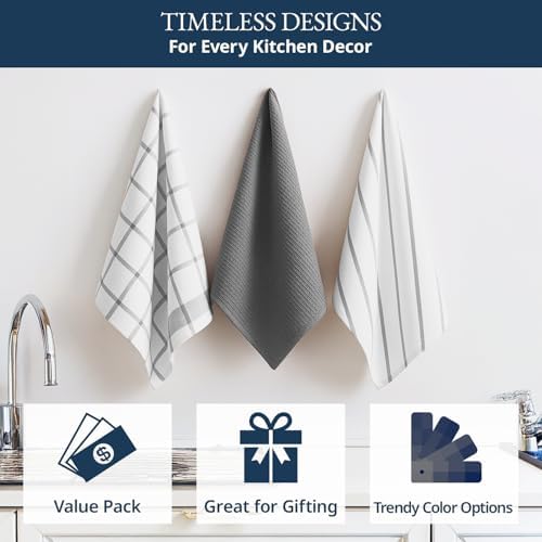 LANE LINEN Kitchen Towels & Dishcloths Set of 12-100% Cotton, Quick-Drying 18” - Image 4