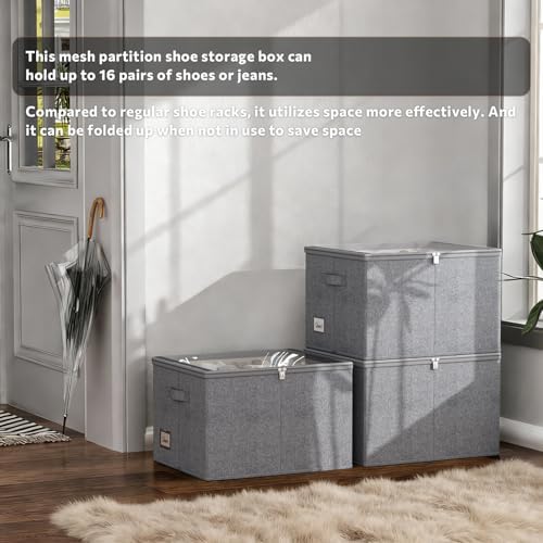 Shoe Organizer for Closet, 2 Pack Foldable Shoe Storage Box - Image 5