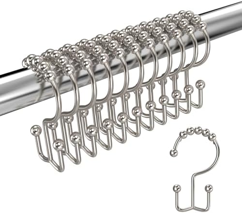 Brushed Nickel Shower Curtain Hooks Double Sided by LBYOJKD