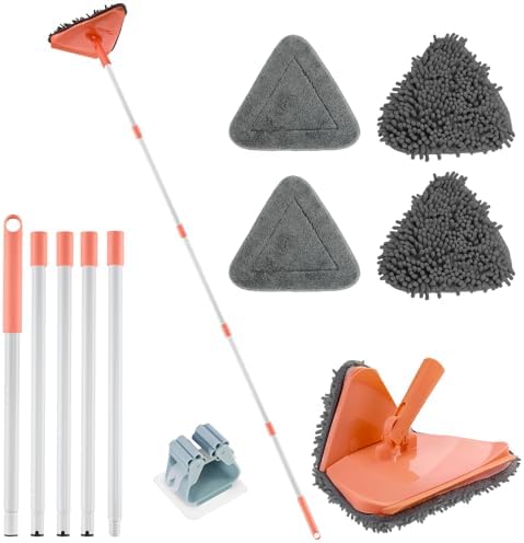 RONSUNG Wall Cleaner Mop, 82-Inch Handle, Baseboard Cleaner Tool, 4 Pads by RONSUNG