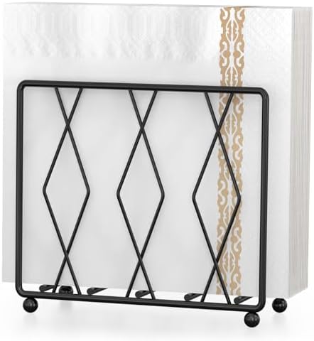 Black Napkin Holder for Table, Modern Metal Stand for Kitchen Counter by LWSFF