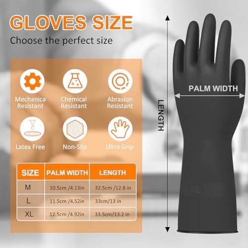 Beieverluck 10 Pairs Chemical Resistant Gloves, Reusable Heavy Duty Rubber Work - Image 2