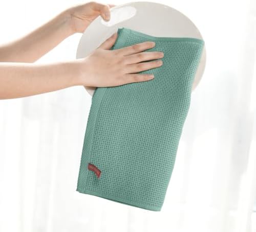Artoid Mode 100% Cotton Light Green Waffle Weave Kitchen Dish Cloths, 13x28 - Image 5