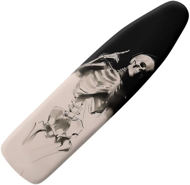 Black White Skull Ironing Board Cover 54x15 inches, Gothic Rock Skull by Daulesho