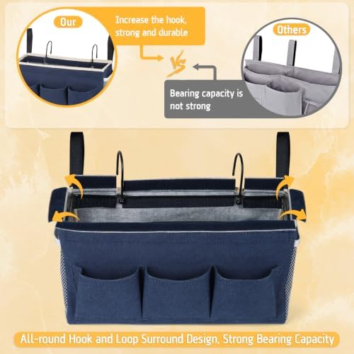 Lilithye Bedside Caddy, Bedside Storage Bag Hanging Organizer - Image 5