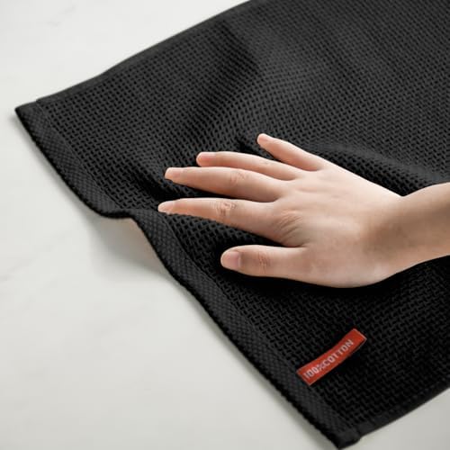 Artoid Mode 100% Cotton Black Waffle Weave Kitchen Dish Cloths, 13x28 Inch - Image 5