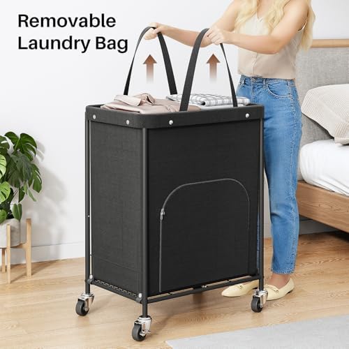 170L Large Laundry Basket with Wheels, Rolling Laundry Hamper Easy Access - Image 6