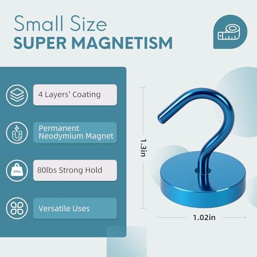 Neosmuk Magnetic Hooks Large Opening, 80lb+ Cruise Hooks, 6 Pack - Image 6