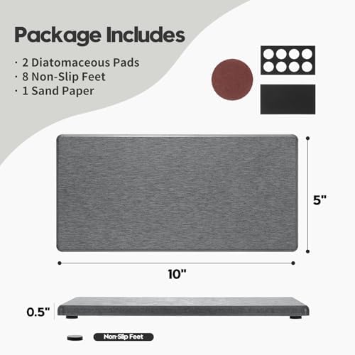 2PCS 10"x 5" Large Bathroom Sink Vanity Trays, Water Absorbing Diatomite Stone - Image 4