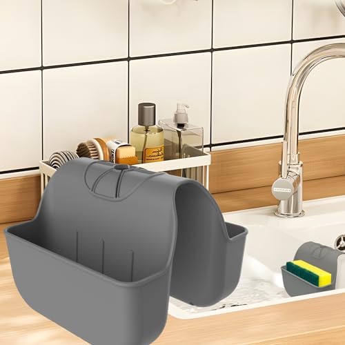 Sponge Holder for Kitchen Sink, Silicone Sink Saddle Caddy Organizer Rack by OKeanu