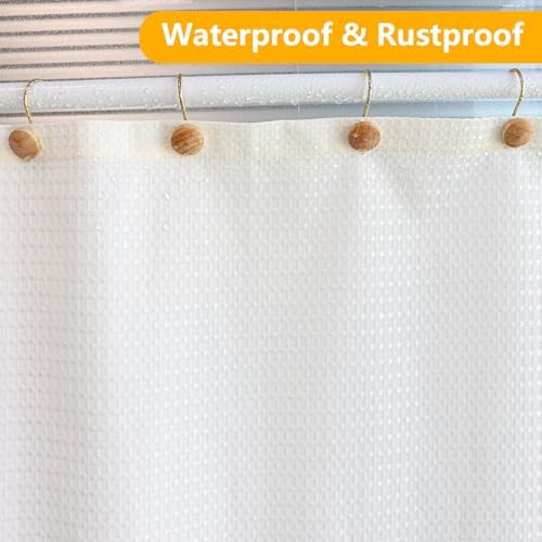 Shower Curtain Hooks, Wood Decorative Shower Curtain Rings, Modern Round Log - Image 5