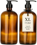 32 Ounce Glass Shampoo and Conditioner Dispenser Bottle by KITCHENTOOLZ