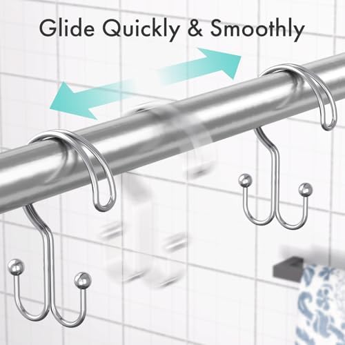Bathway Shower Curtain Hooks Ring Chrome, Rust Proof Metal Shower Hooks - Image 5