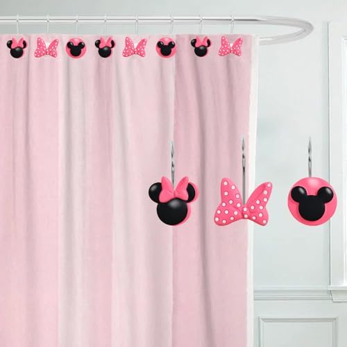 12-Piece Pink Mouse Shower Curtain Hooks - Image 5