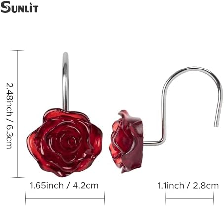 Sunlit Rose Shower Curtain Hooks, Home Decorative Flower Shower Curtain Rings - Image 3