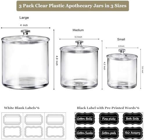 SheeChung 3 Pack Clear Acrylic Qtip Holder - Image 3