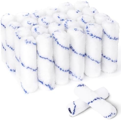 24pcs 4 Inch Microfiber Paint Roller Covers 1/3" Nap, Non-Shedding by Pinstone