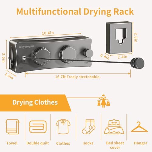 Retractable Clothesline, 16.7 Ft Stainless Wire Double Clothes Line - Image 2